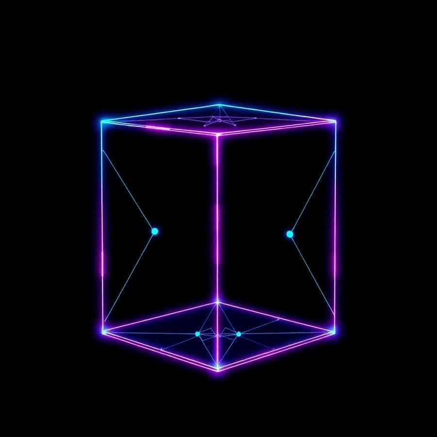 Neon wireframe cube representing the Web3 Chain Haven network